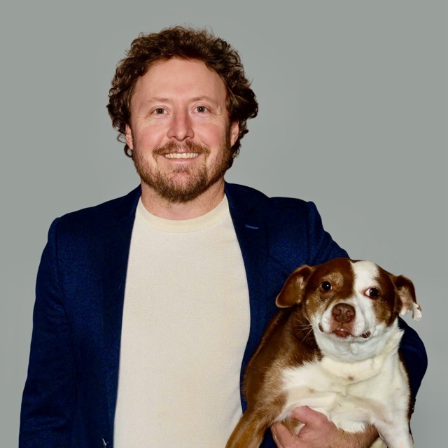 Kevin Schnepel with his dog